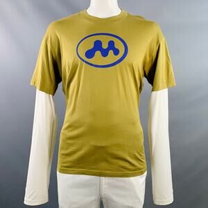 MOWALOLA Size XL White Olive Cotton Layered Pullover